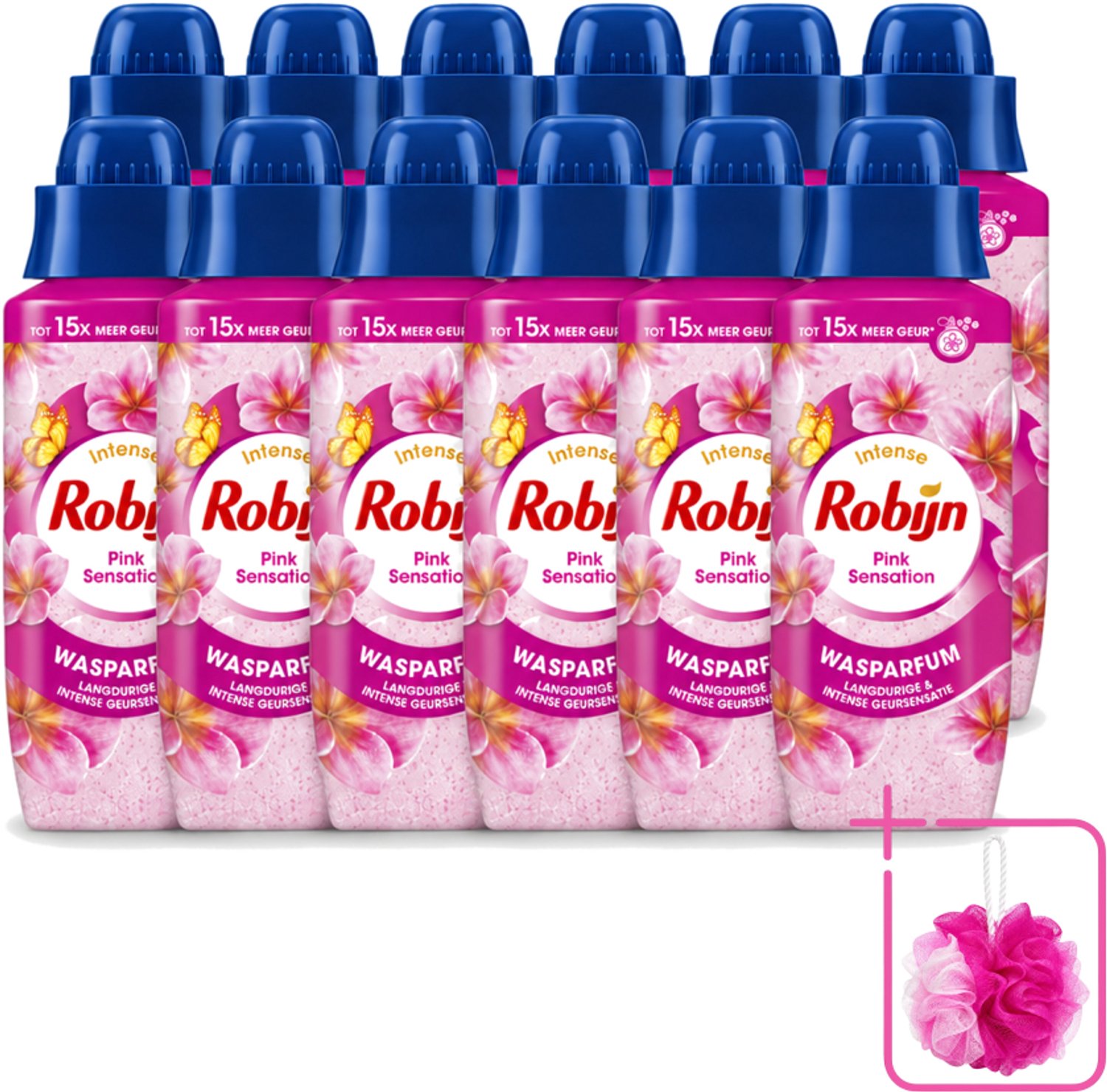 12 x Robijn – Wasparfum – Intense Pink Sensation – 342 ml - Bulkverpakking - Wasparfum - Douchemop - Wasgeur
