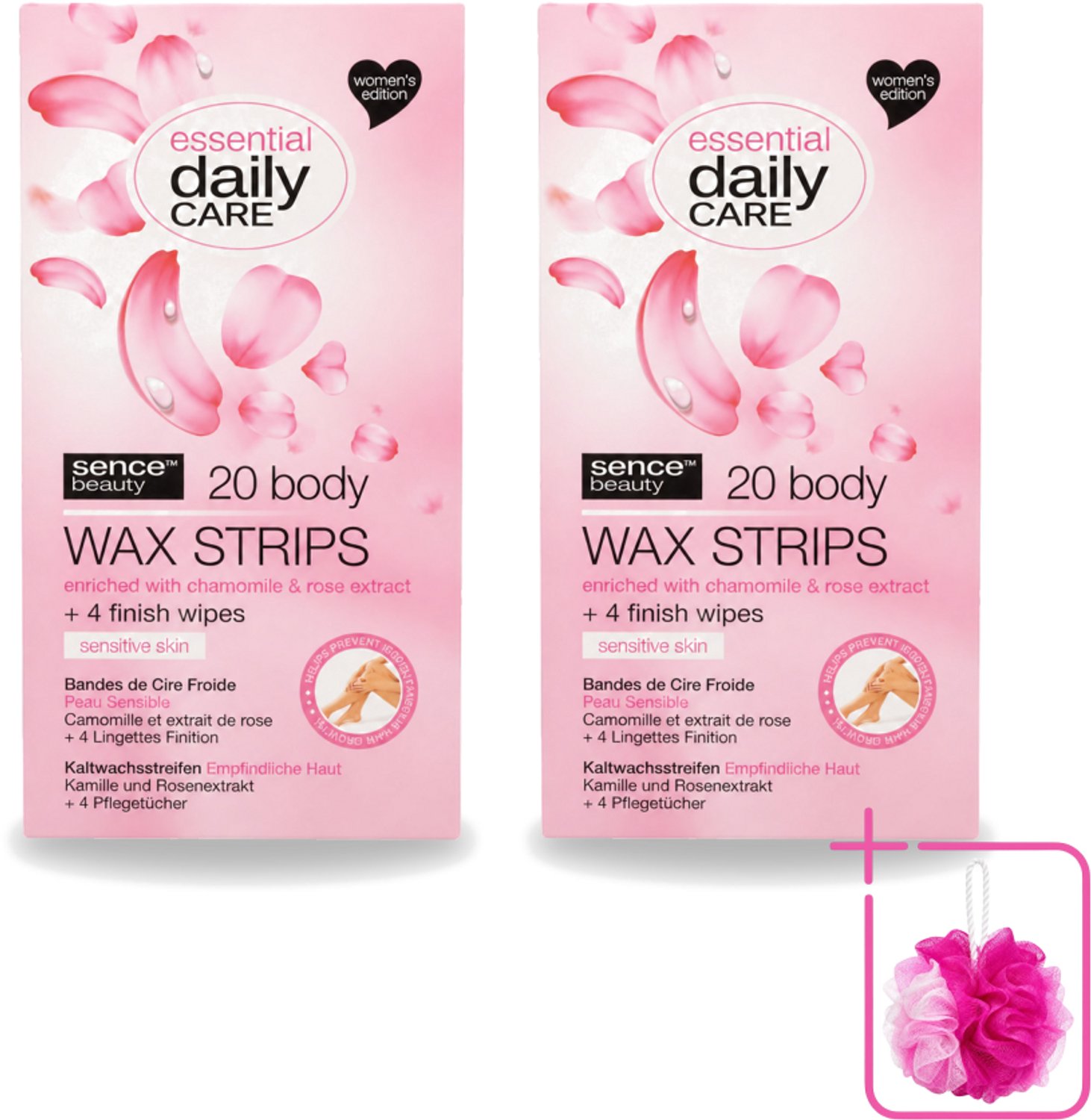 2 x Sence – Wax Strips – Lichaam – Ontharing – 20 Strips - Bulkverpakking - Waxstrips voor het lichaam - Douchemop - Ontharen zonder scheren
