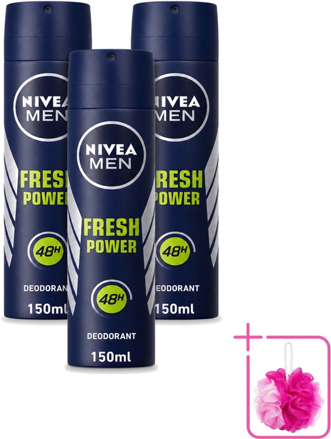 3 x Nivea - Men - Deodorant - Spray - Fresh Power - 48 Uur Lang Werkend - 150 ml - Bulkverpakking - Deodorant spray - Anti-transpirant