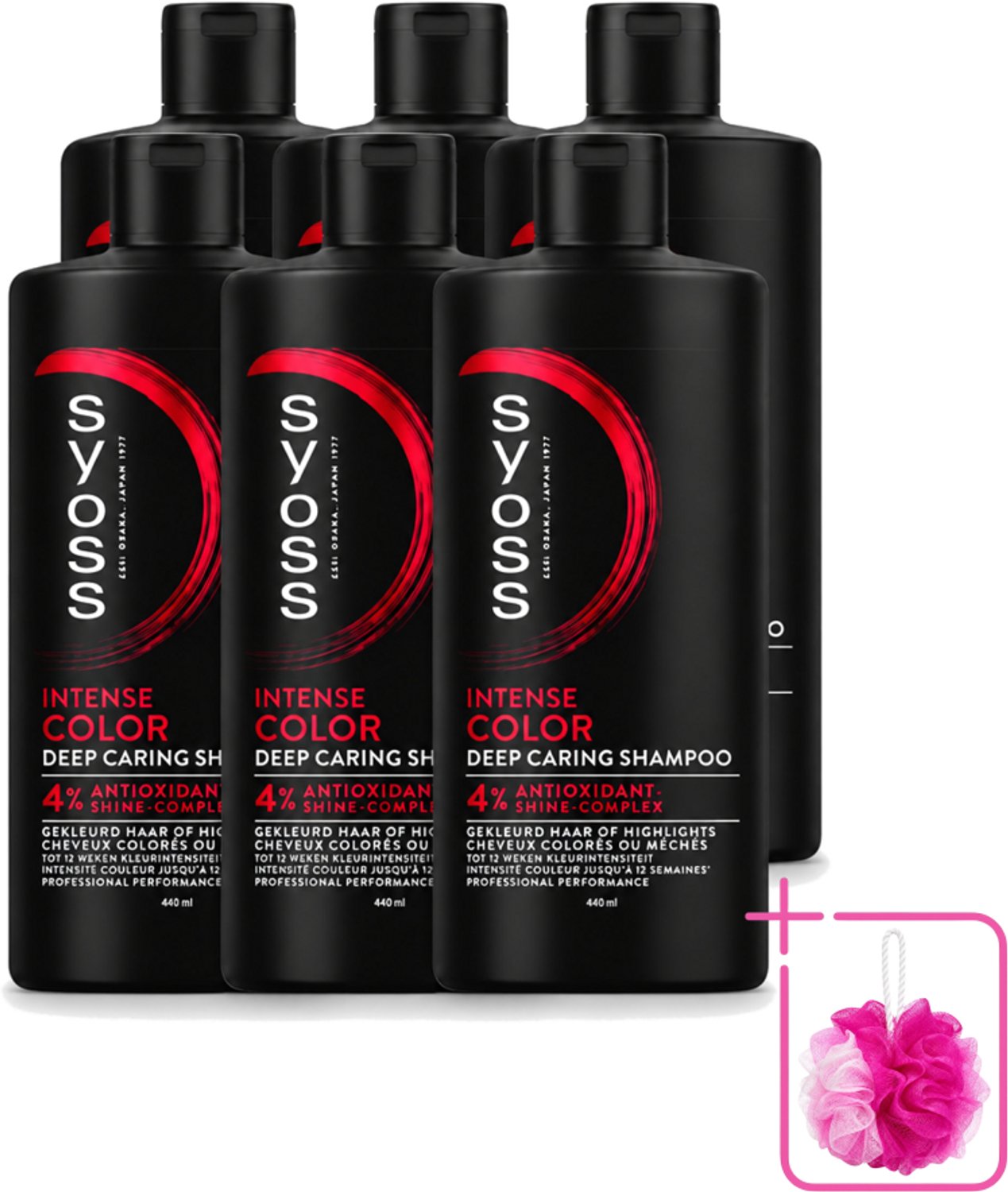6 x Syoss – Shampoo – Color – 440 ml - Bulkverpakking - Kleurbehoud - Douchemop - Glans