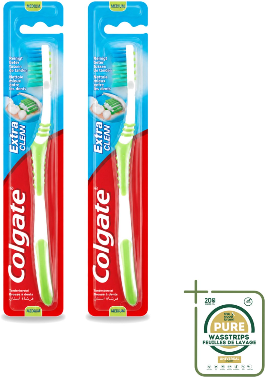 2 x Colgate - Tandenborstel - Extra Clean Medium - 1 Tandenborstel - Tandenborstel - Tandenpoetsen - Tandenborstel Extra Clean - Tandenborstel Medium - Tandenborstel Gebogen Kop