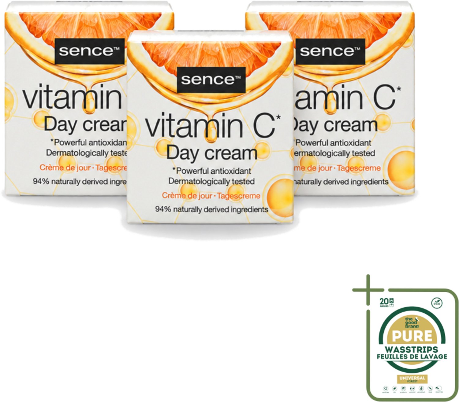 3 x Sence - Vitamine C - Dagcrème - Stralende Huid - 50 ml - Vitamine C Crème - Stralende Huid - Huidveroudering - Collageen - Antioxidant