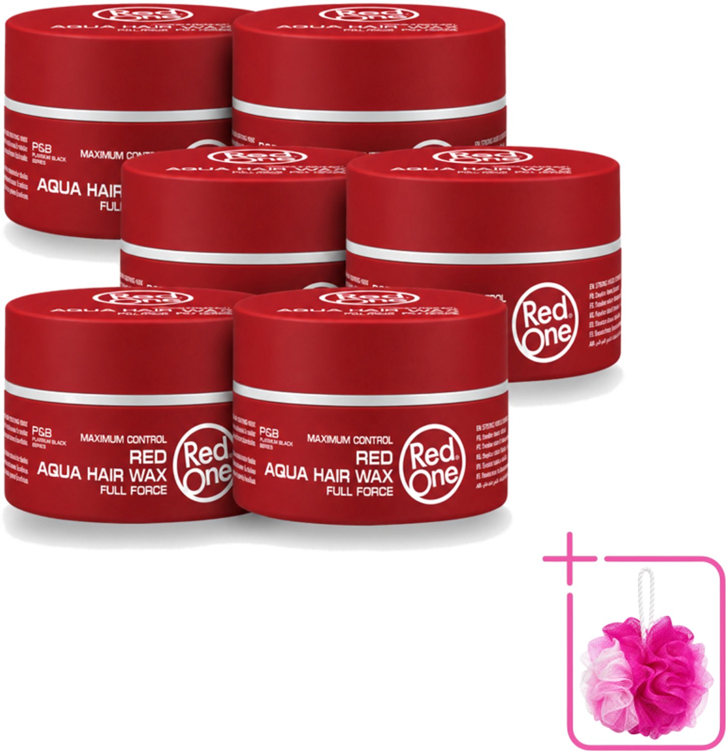 6 x Red One - Haarwax - Red - Aqua Hair Wax - Voor Stevige Styling & Glanzend Resultaat - 150 ml - Bulkverpakking - Haarwax - Strak haar