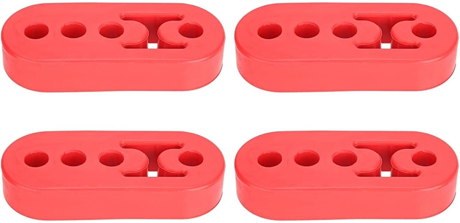 Uitlaat Rubber Hanger, Silencer Uitlaat Hanger, 4 stuks Universele 4-gaten 12mm Polyurethaan Verstelbare Uitlaat Uitlaat Hanger Rood, Verstelbare Silencer Hanger