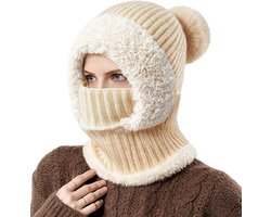 Yutdeng Gebreide muts voor dames, winter, warm, en halswarmer, sjaal