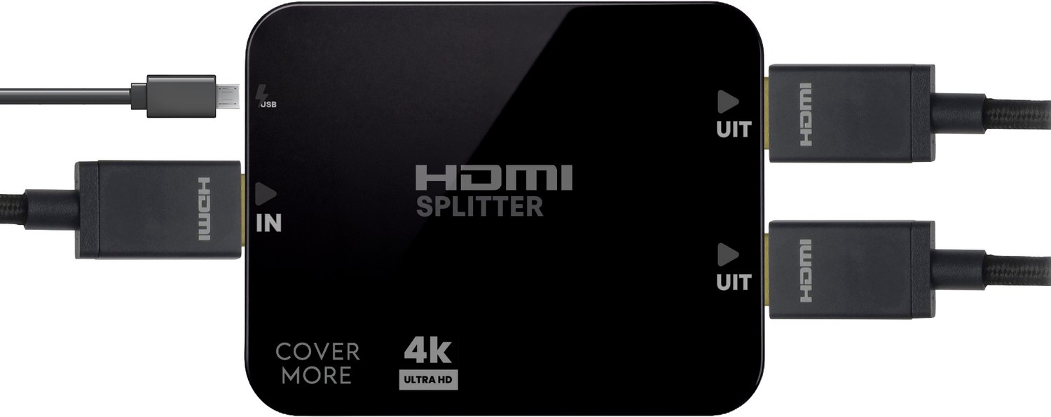 CoverMore HDMI Splitter 1 in 2 Out - 4K 60Hz - HDMI Verdeler 1 naar 2 Schermen - Beeldscherm Klonen (Dupliceren)