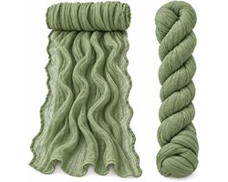 Lukery Gekreukelde Tafelloper (Salie Groen,90x400cm)