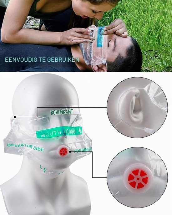 5 stuks Pocket Mask EHBO-gezichtsmaskers Cpr met sleutelring met adembarrière in één richting adembeschermingsmaskers adembeschermingsmaskers CPR Face Shield — afbeelding 5
