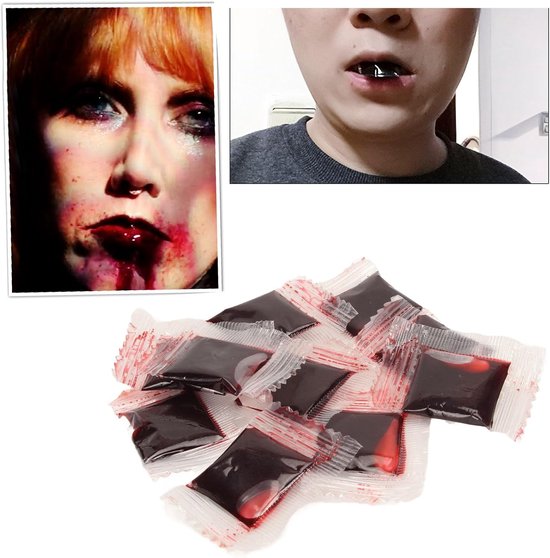 Stage Fake Blood - 10 Zakjes met 3 Ml Wasbaar Halloween-make-upbloed voor film- en Televisieoptredens — afbeelding 2