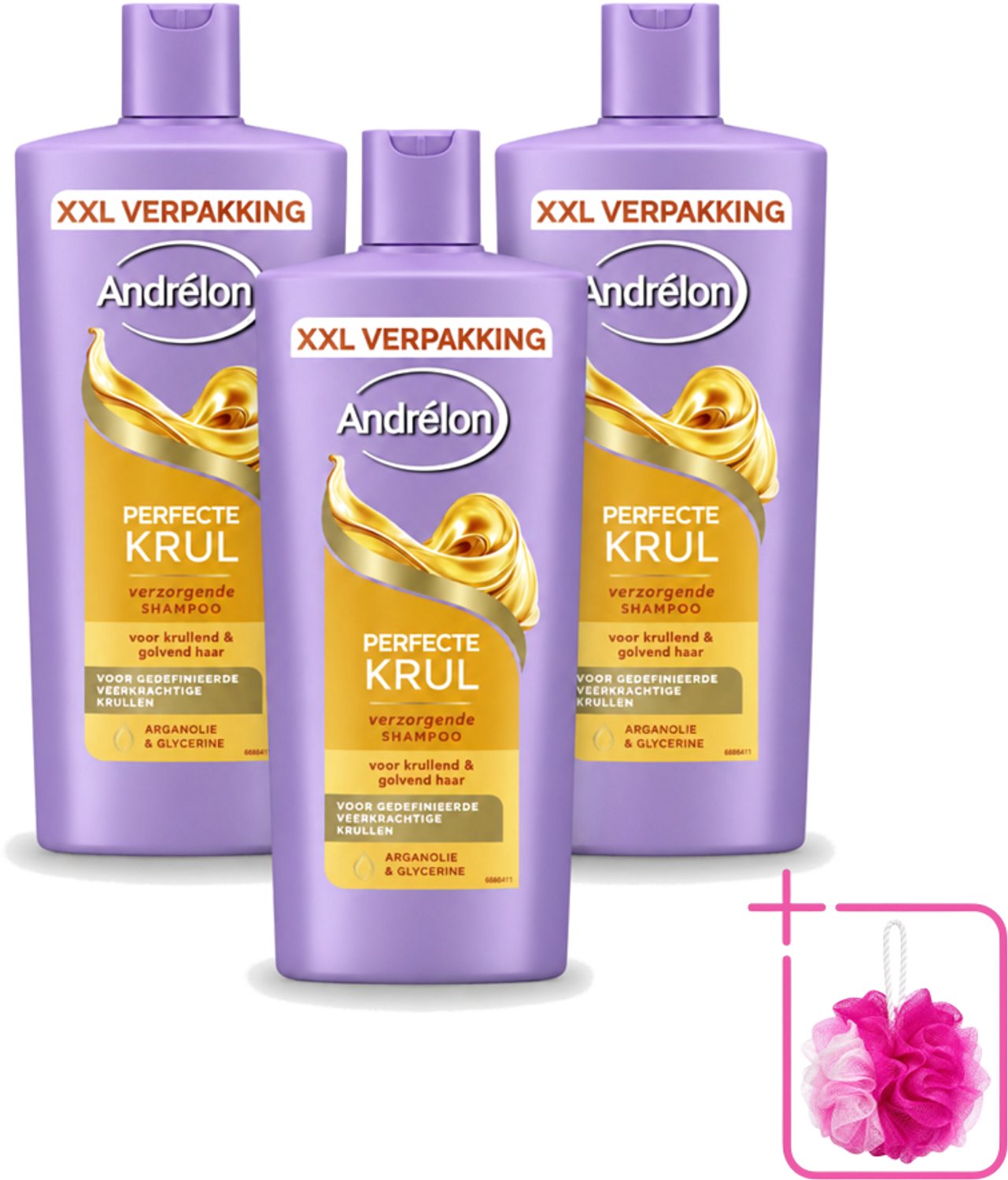3 x Andrélon – Shampoo – Perfecte Krul – 685 ml - Bulkverpakking - Douchegel - Douchemop - Huidverzorging