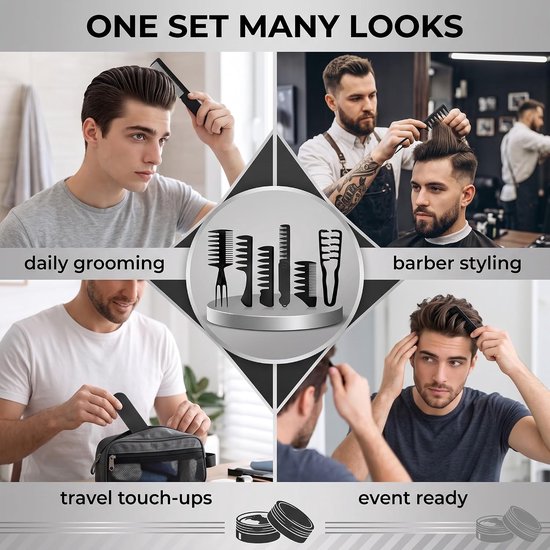 6 stuks krulkam, textuurkam, haartang, textuurkam, stylingkam, wortels, volume tool voor de haarwortels met ponyaanzet verzorging, lifting haarwortels haarborstel voor mannen en vrouwen — afbeelding 2