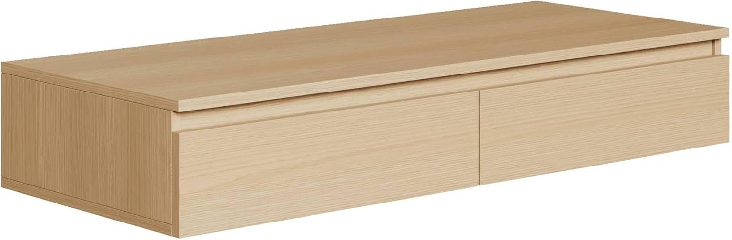 Selsey Bemmi Kaptafel Wandmontage 120 cm - Moderne Make-up Tafel in Lindberg Eiken met 2 Lades - Stijlvol Wandmeubel voor Slaapkamer en Beauty Corner - Elegant en Ruimtebesparend