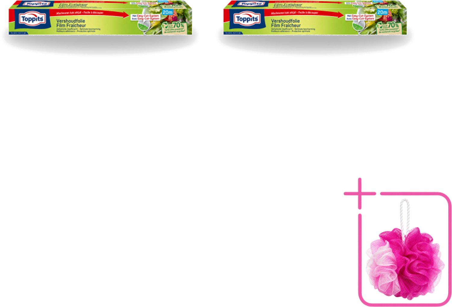 2 x Toppits – Vershoudfolie – 32,5 cm × 20 m - Bulkverpakking - Vershoudfolie - Douchemop - Eetvoedingsproducten