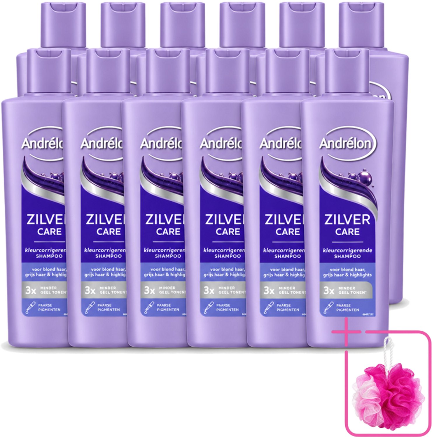 12 x Andrélon – Shampoo – Zilver Care – 250 ml - Bulkverpakking - Zilver Care Shampoo - Douchemop - Koele haarkleur