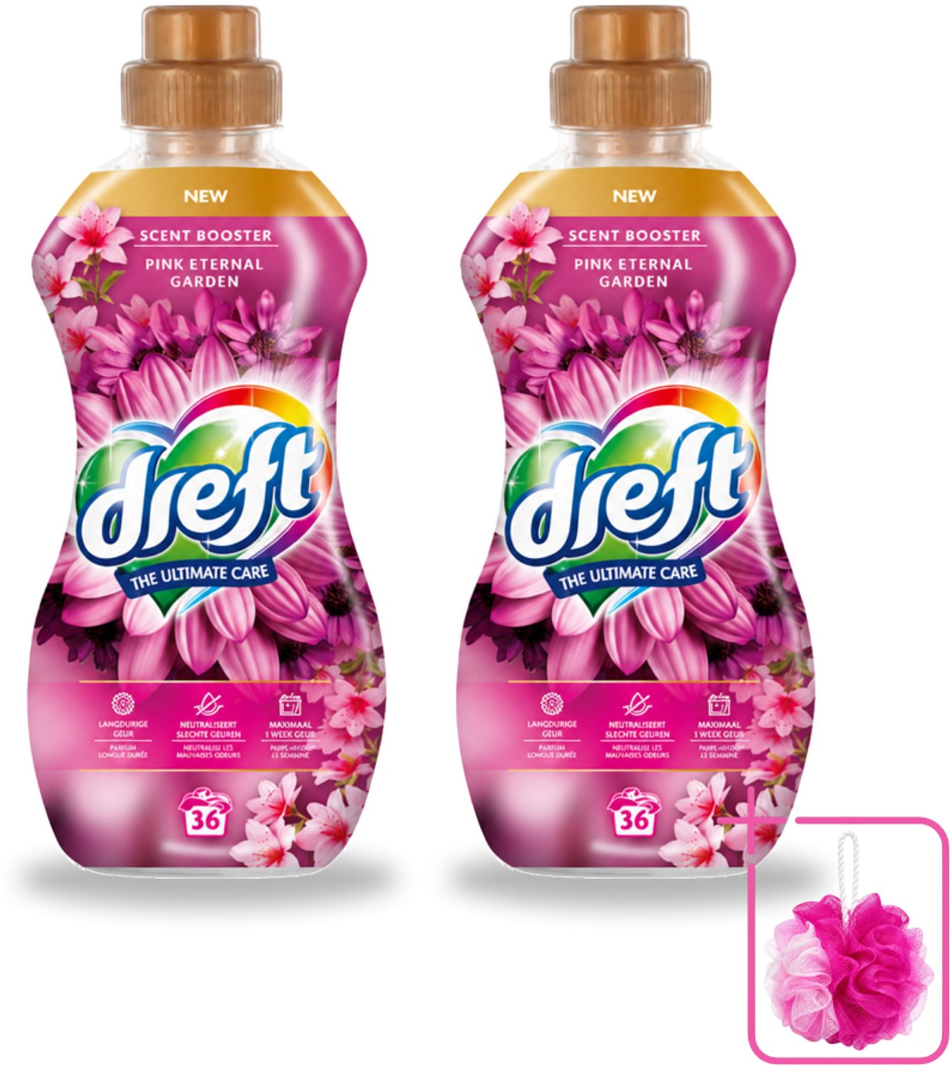 2 x Dreft – Pink Eternal Garden – Vloeibare Geurbooster – 720 ml – 36 wasbeurten - Bulkverpakking - Wasmiddel poeder - Douchemop - Frisheid was