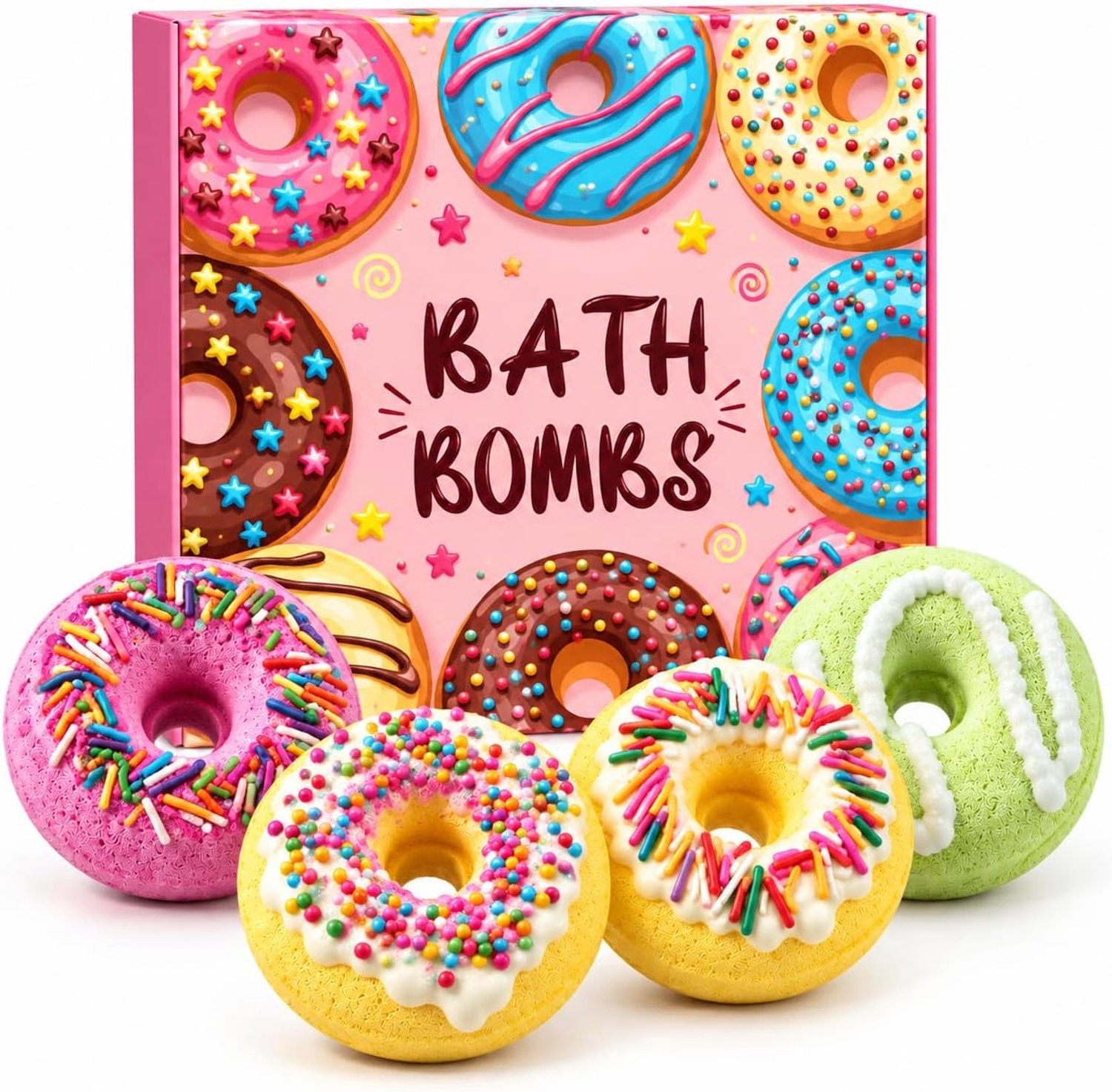 Bath Bomb Gift, Badbommen Set 4 x 100 g met Lavendel Roos Citrus Rozemarijn, voor Volwassenen en Kinderen, Ontspannend Bad met Snel Oplossen en Rijk Schuim