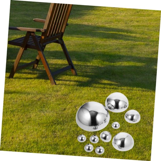 9stuks Delige Van Roestvrijstalen Reflecterende Halve Bollen Voor Tuin Decoratie Polished Half Gazing Globe Voor Binnen Buiten Voor Tuin Keuken Woonkamer — afbeelding 3