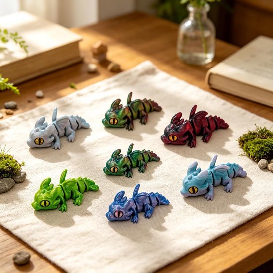 6 stuks draken, 3D-print, minifiguren, beweegbaar, flexibel, bureauspeelgoed voor kinderen en volwassenen, cadeau — afbeelding 3