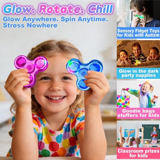 6 stuks cadeautjes voor kinderverjaardag, gastgeschenken, mini fidgetspeelgoed, afscheidscadeau voor de eerste schooldag, kleine cadeaus voor kinderen, fidget spinner, light up fidget toys, give aways — afbeelding 5
