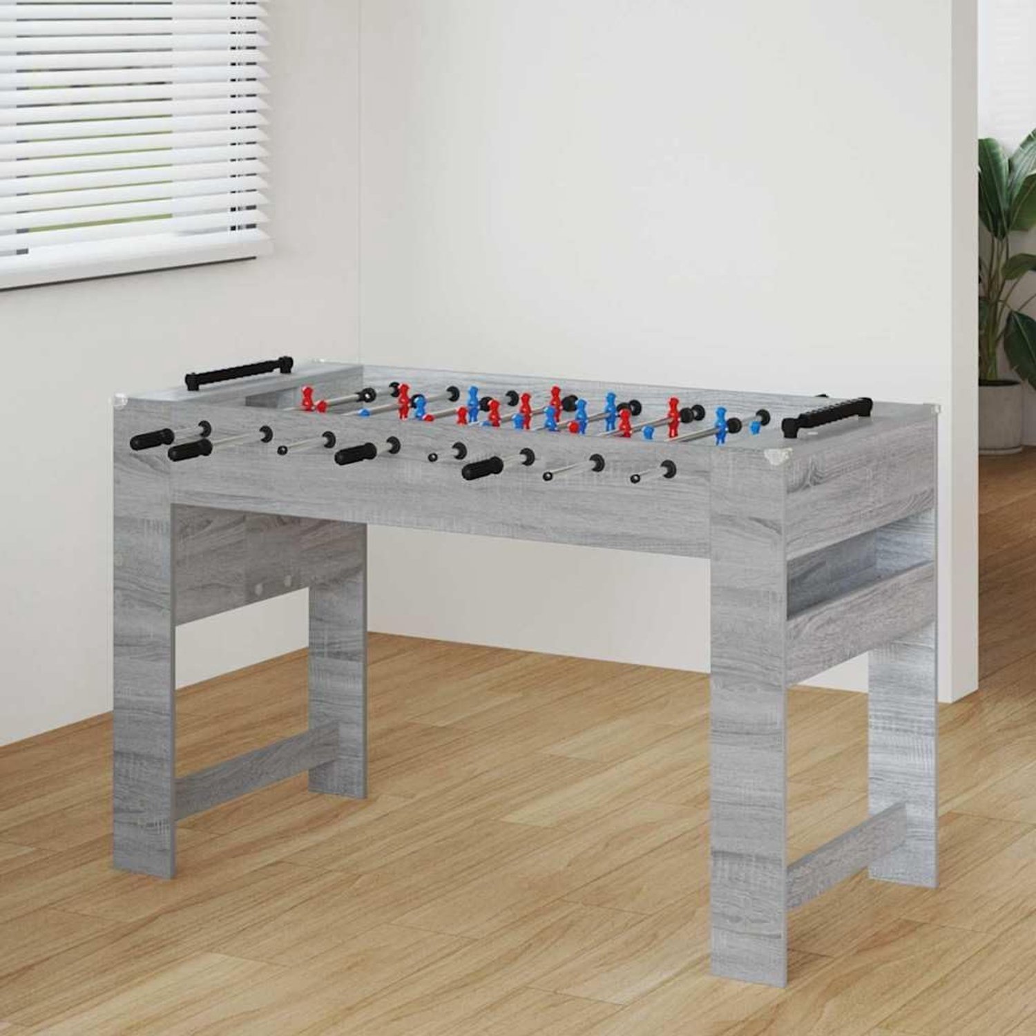 Tafelvoetbaltafel, wit, 125 x 60,5 x 80 cm, voetbaltafel voor kinderen en volwassenen, met antislip handgrepen en hoekbescherming voor de speelkamer