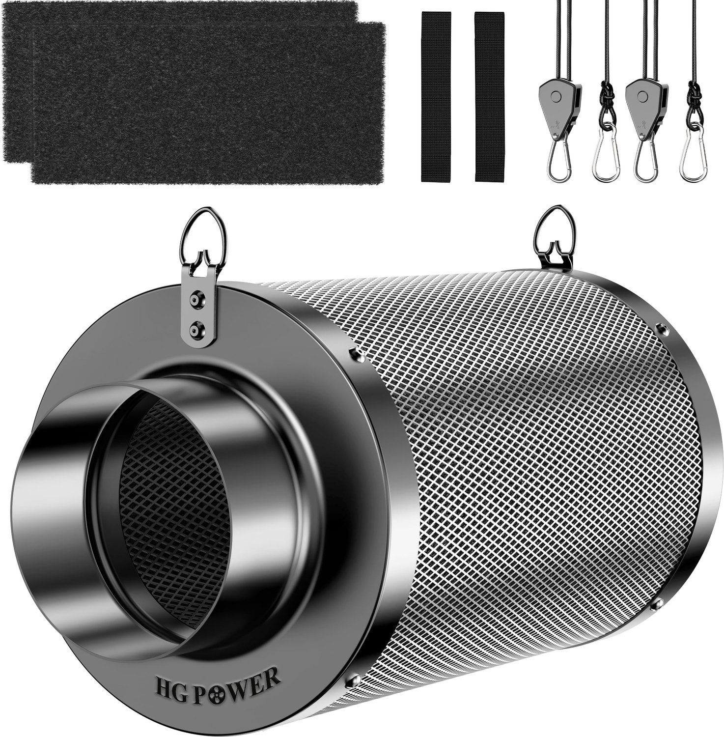 HG Power actieve koolstoffilter 100mm, lengte 250mm – 38mm Premium Australische Virgin-actieve koolstof, geurcontrole voor kweektent, hydrocultuur & b