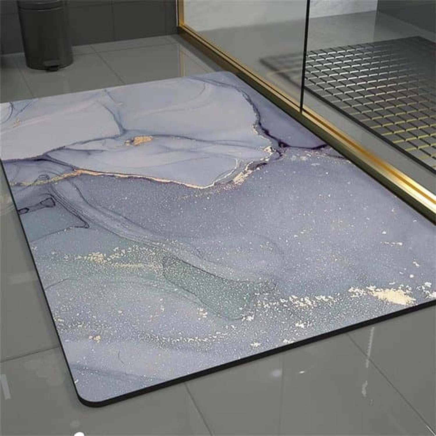 Sneldrogende badmat - antislipmat - speciaal voor de badkamer - superabsorberend - 40x60 cm - goudkleurig marmerpatroon