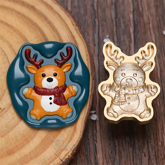 Vintage zegelstempel met kerstpatroon voor plakboeken, verzegelende stempelkop vervanging voor uitnodigingen envelop reliëf zegel — afbeelding 5