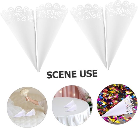 40 Stuks Bruiloft Papieren Bloembuis Kraft Confetti Kegels Centerpieces Bloemenconfetti Huwelijksfeestkegels Bruiloft Gedroogde Bloemkegels Wit — afbeelding 5