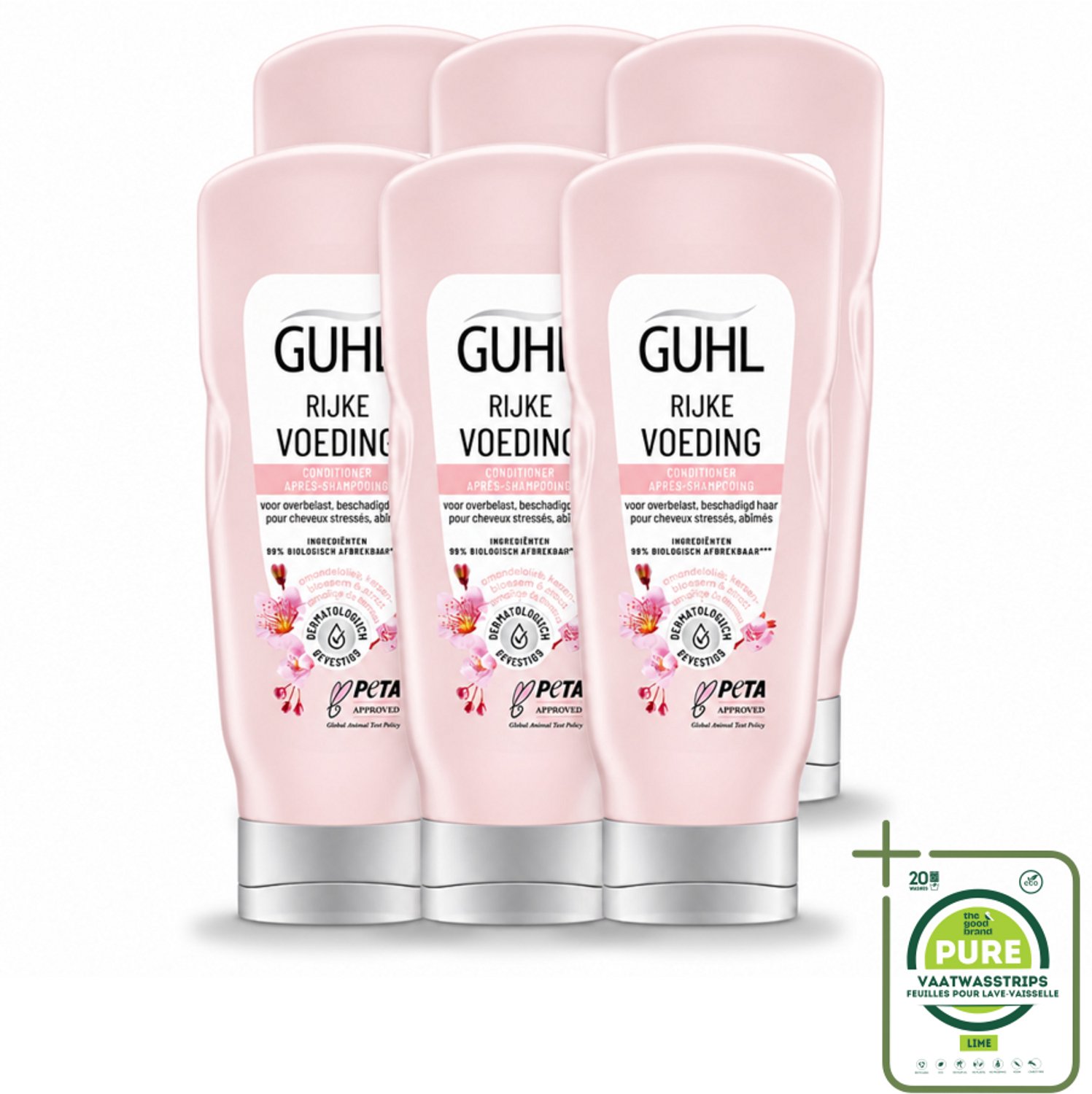 6 x Guhl - Conditioner - Rijke Voeding - 200 ml - Grootverpakking - Vaatwasstrips - Voeding Haar - Herstel Haar - Monoi-olie - Droog Haar - Haarbreuk