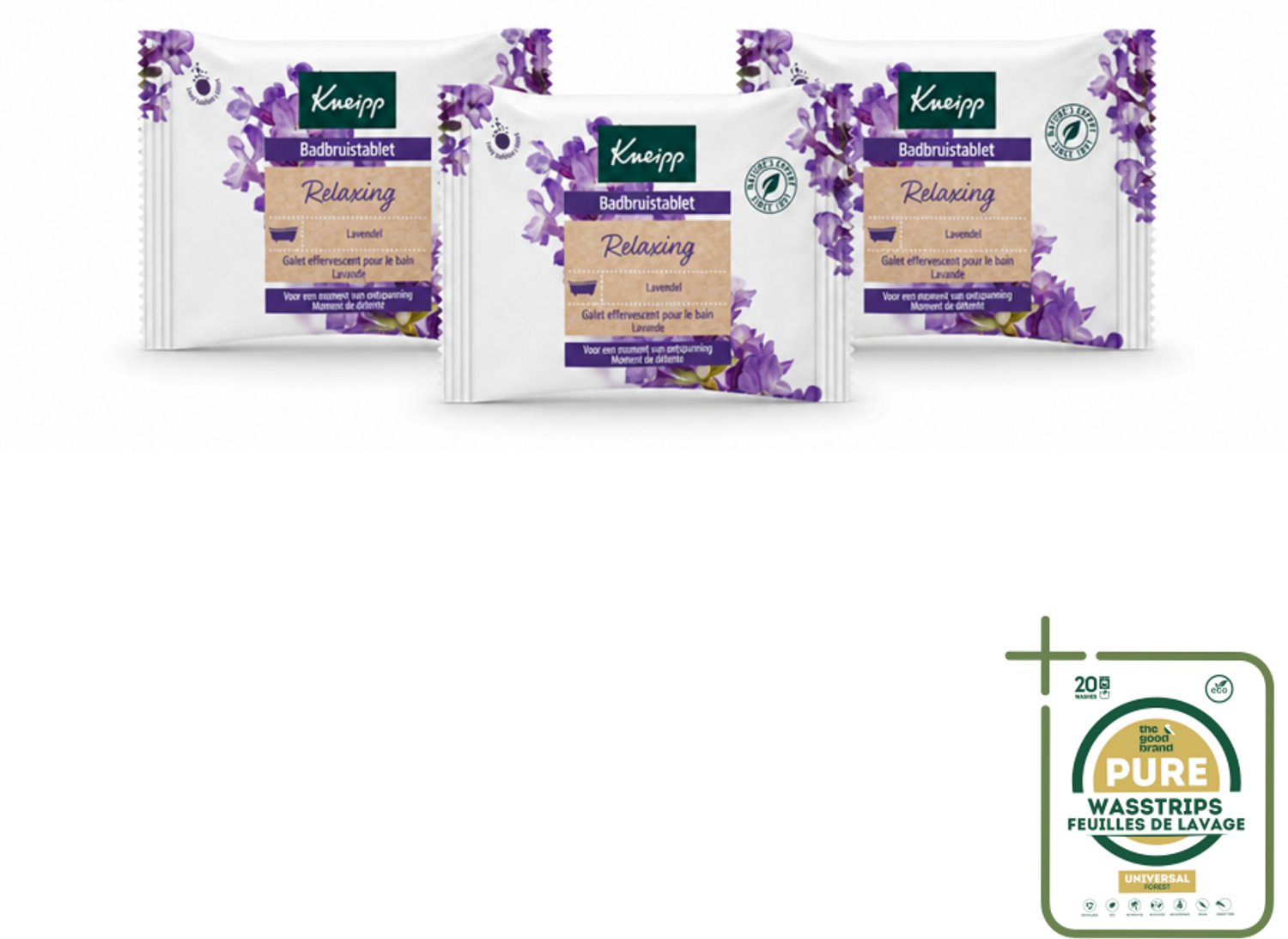 3 x Kneipp - Badbruistablet - Lavendel - Wasstrips - Badbruistablet Lavendel - Ontspanning - Stressvermindering - Rust - Natuurlijke Badproducten