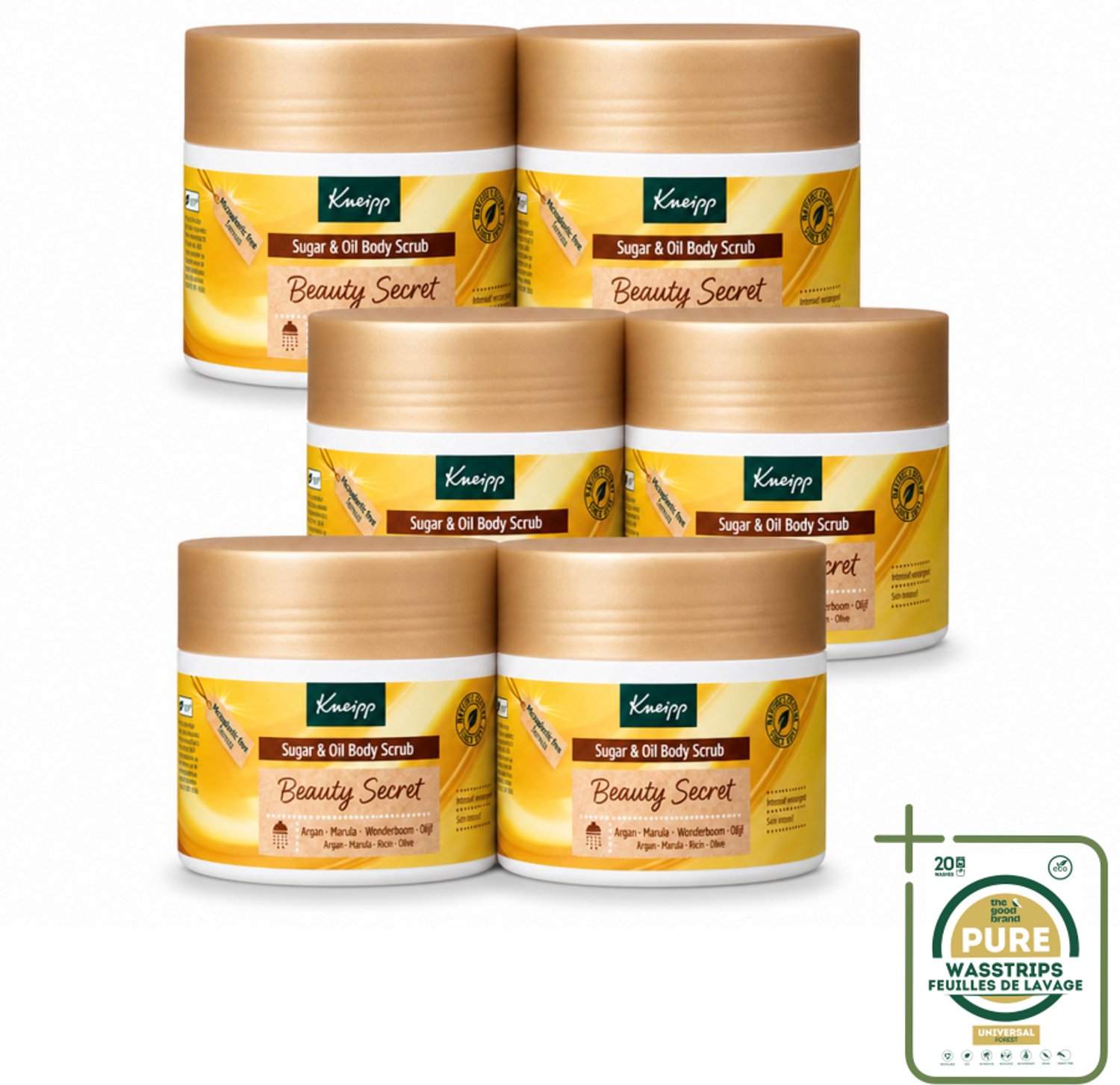 6 x Kneipp - Body scrub - Sugar & Oil - Beauty Secret - 200 ml - Wasstrips - Body Scrub - Huid Verzorging - Suiker En Olie - Exfoliatie - Huidcellen Verwijderen