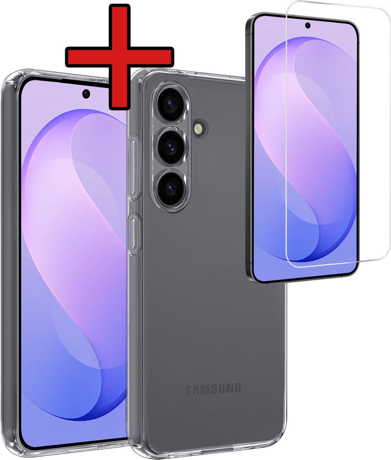 Hoesje - Met Screenprotector - Geschikt voor Samsung Galaxy S26 FE - Sterk & Shockproof - Telefoon Hoes - Back Cover - Siliconen Case - Telefoonhoes - Transparant