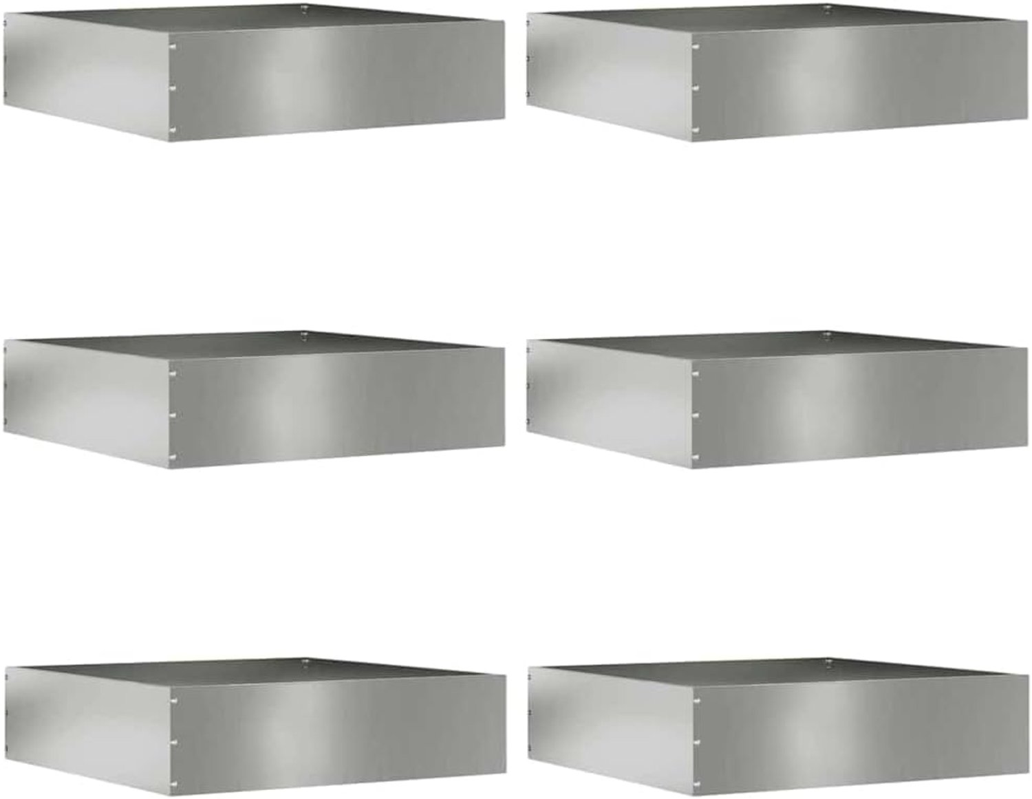 Tuinranding, staal, 6 stuks, 50 x 50 x 13 cm, zilver
