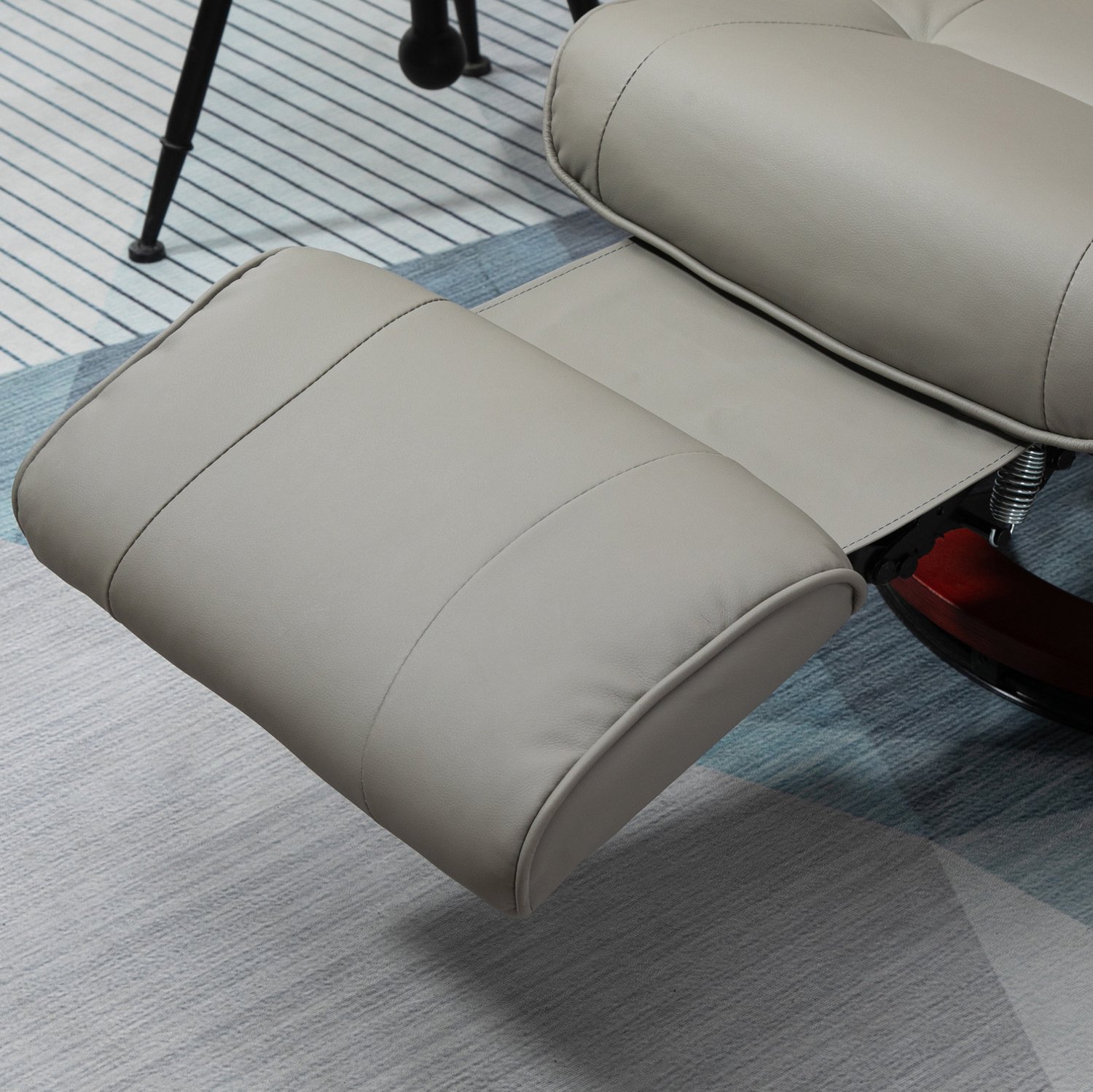 DESMIU Relaxfauteuil 78 x 87 x 100 cm - 360° Draaibaar & 145° Handmatig Verstelbaar - Voor Woonkamer - Kunstleer - Grijs