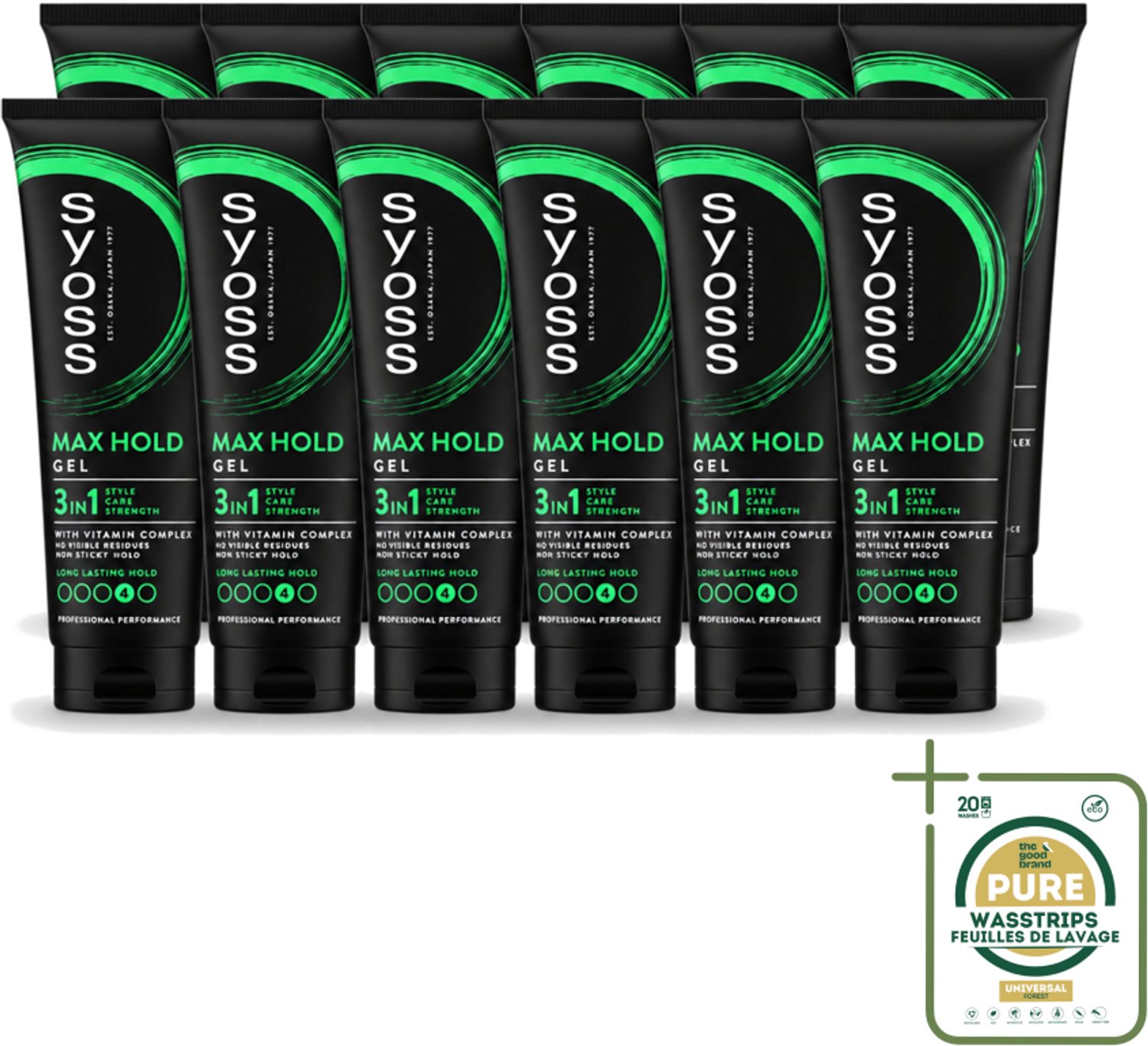 12 x Syoss - Max Hold - Haargel - Maximale Hold - 250 ml - Wasstrips - Haargel - Max Hold - Styling - Haarverzorging - Haarherstel