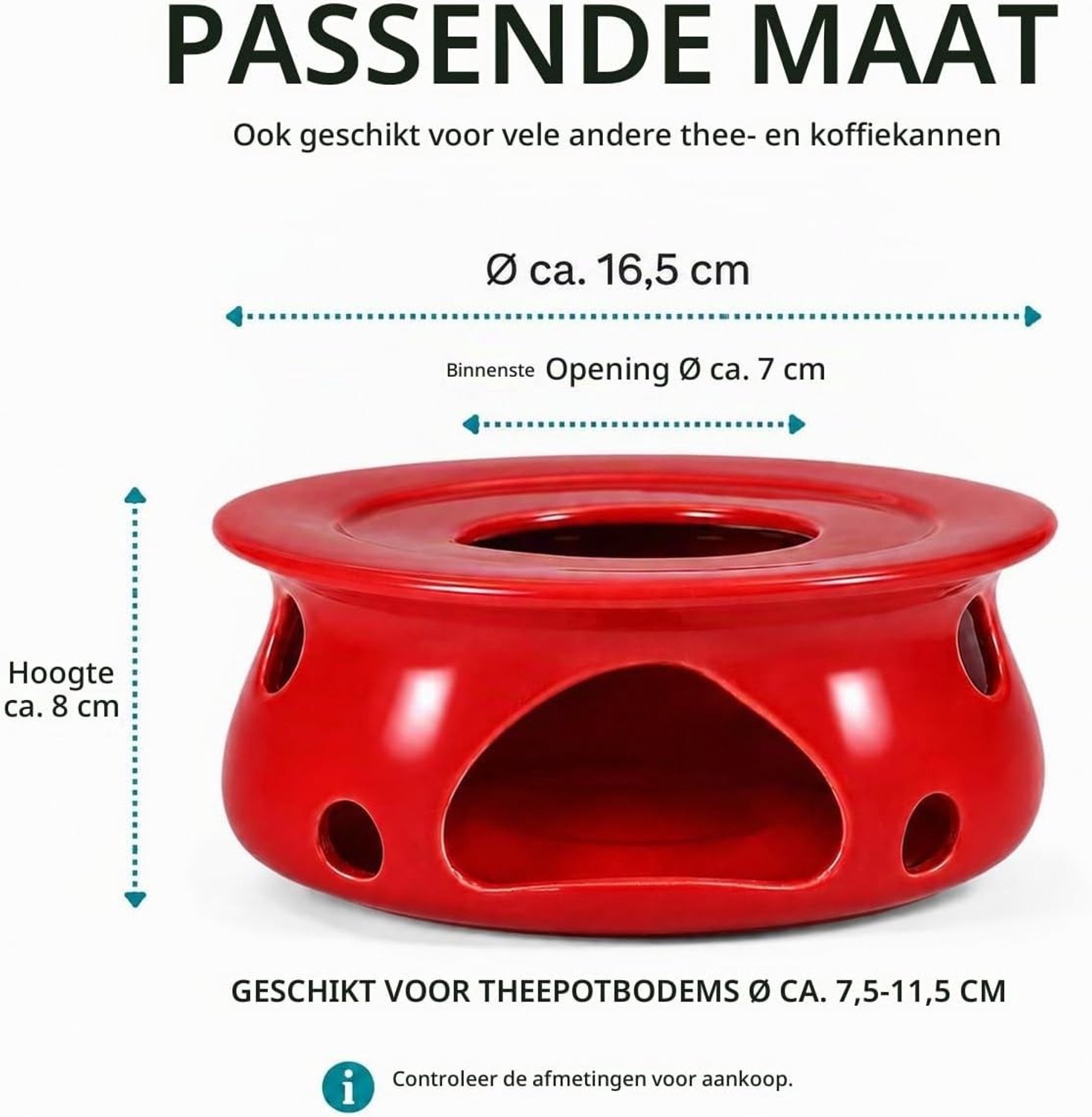 Lifestyle Theepotwarmer - Rood - Ø 16,5 x 8 cm - Keramiek - Voor Theepotten