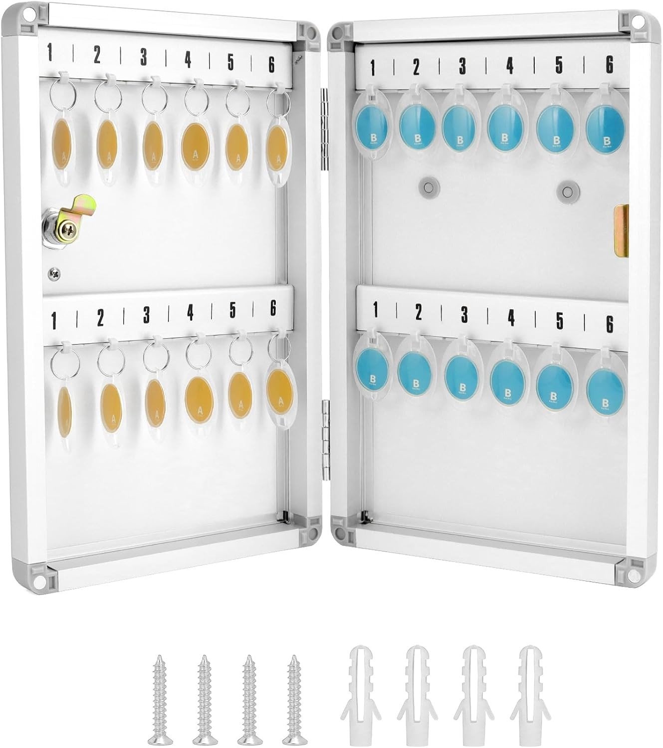 24 Posities Sleutelkluis, Sluitbare Aluminium Sleutelopberger voor Bedrijf, School en Thuis - 32 x 21 x 5.5cm, Veiligheid, Organisatie, Sleutelbeheer