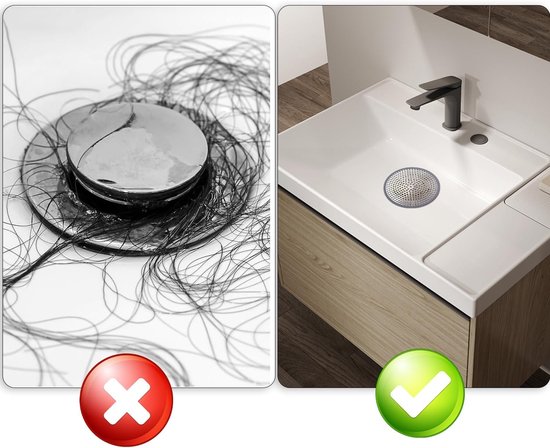 Set van 2 Douchegoot Haar Krullers - Grote Ronde RVS Stoppen voor Badkamer en Badkuip, Antiklit en Waterdoorlatend — afbeelding 4