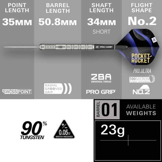 Target Justin Hood G1 Swiss Point 90% - Dartpijlen van Target — afbeelding 4