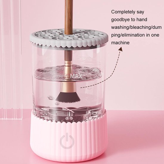 Drogende elektrische borstelreiniger Geschikt voor verschillende borstelmaten Volledig automatische snel drogende elektrische make-upborstel ABS, roze — afbeelding 5