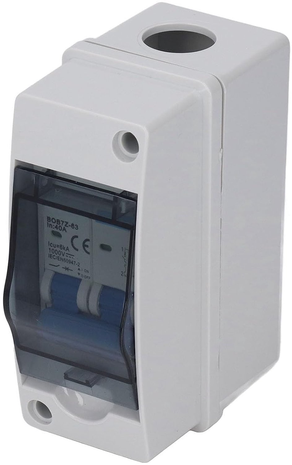 aqxreight 40A DC-scheidingsschakelaar met Transparant Deksel – IP65 Miniatuur Stroomonderbreker voor Zonnepaneelsystemen, 1000V Verdeelkast, Overbelasting en Bescherming,