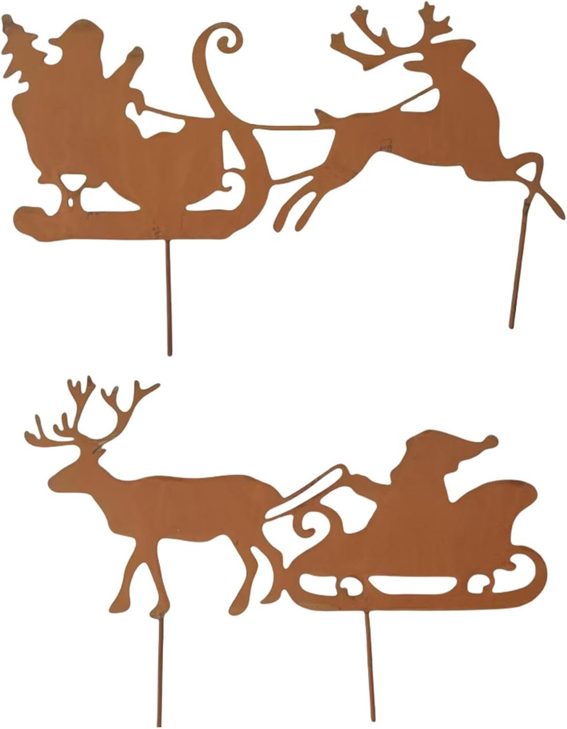 Kerst metalen tuinpalen - 2x decoratieve gazonpalen | Tuindecoratie Stakes