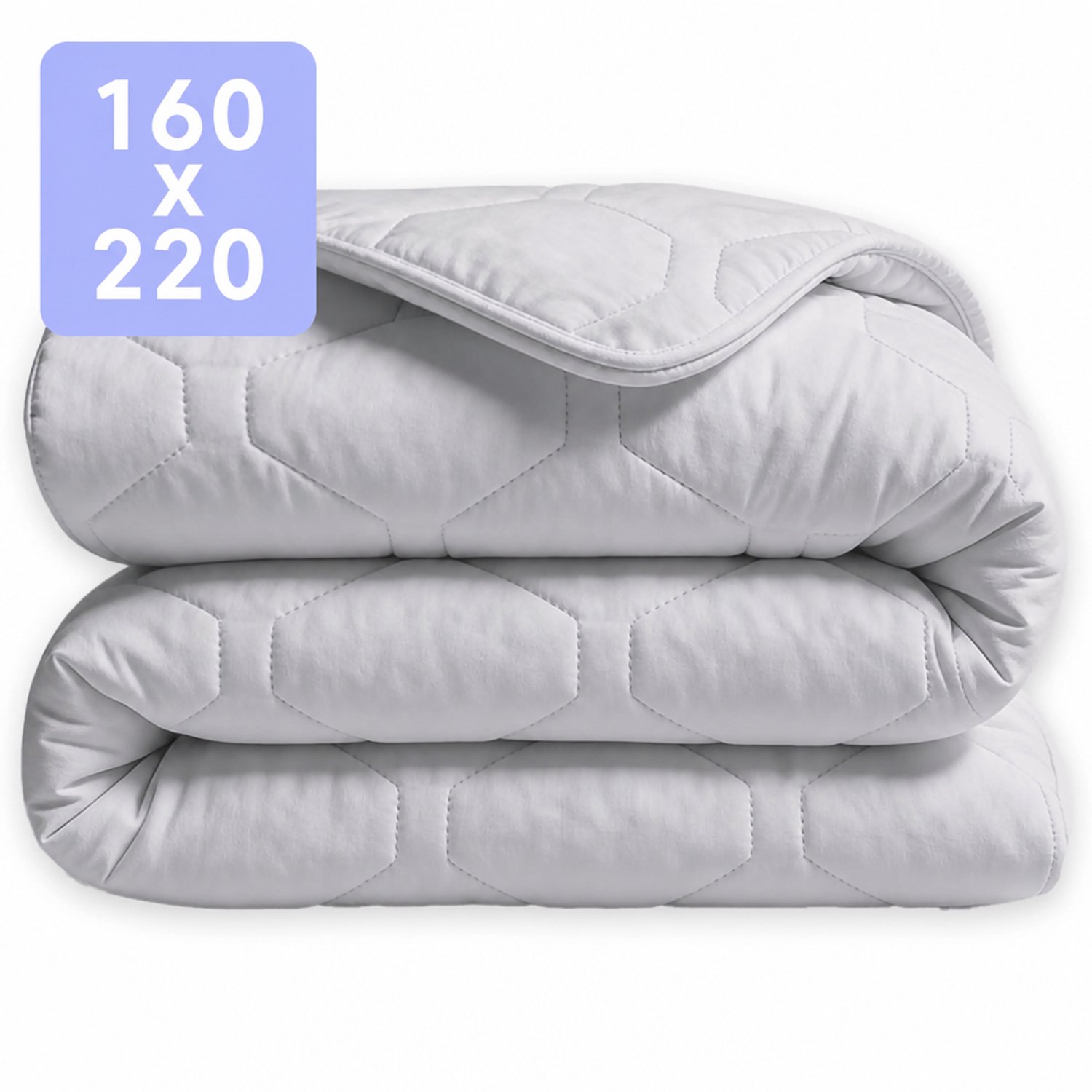 HappyBed Dekbed zonder overtrek 160x220 - 100% Katoen - Wasbaar Dekbed - Bedrukt dekbed zonder hoes - Hoesloos Dekbed - Twijfelaar dekbed - Grijs