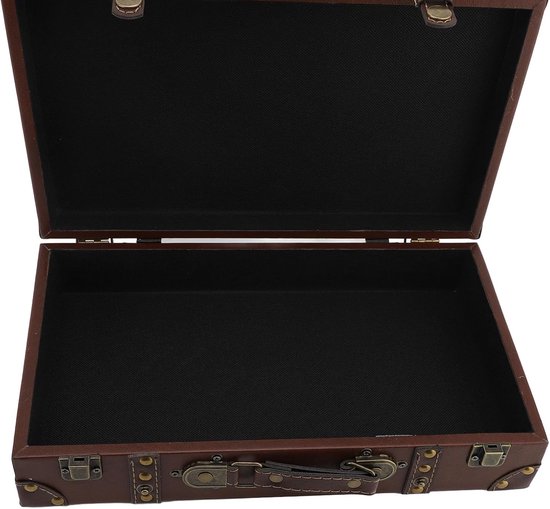 Vintage Lederen Houten Koffer Opbergkoffer voor Decor en Fotografie, 13,39x8,07x3,15in, Bruin, Themafeest Prop — afbeelding 3