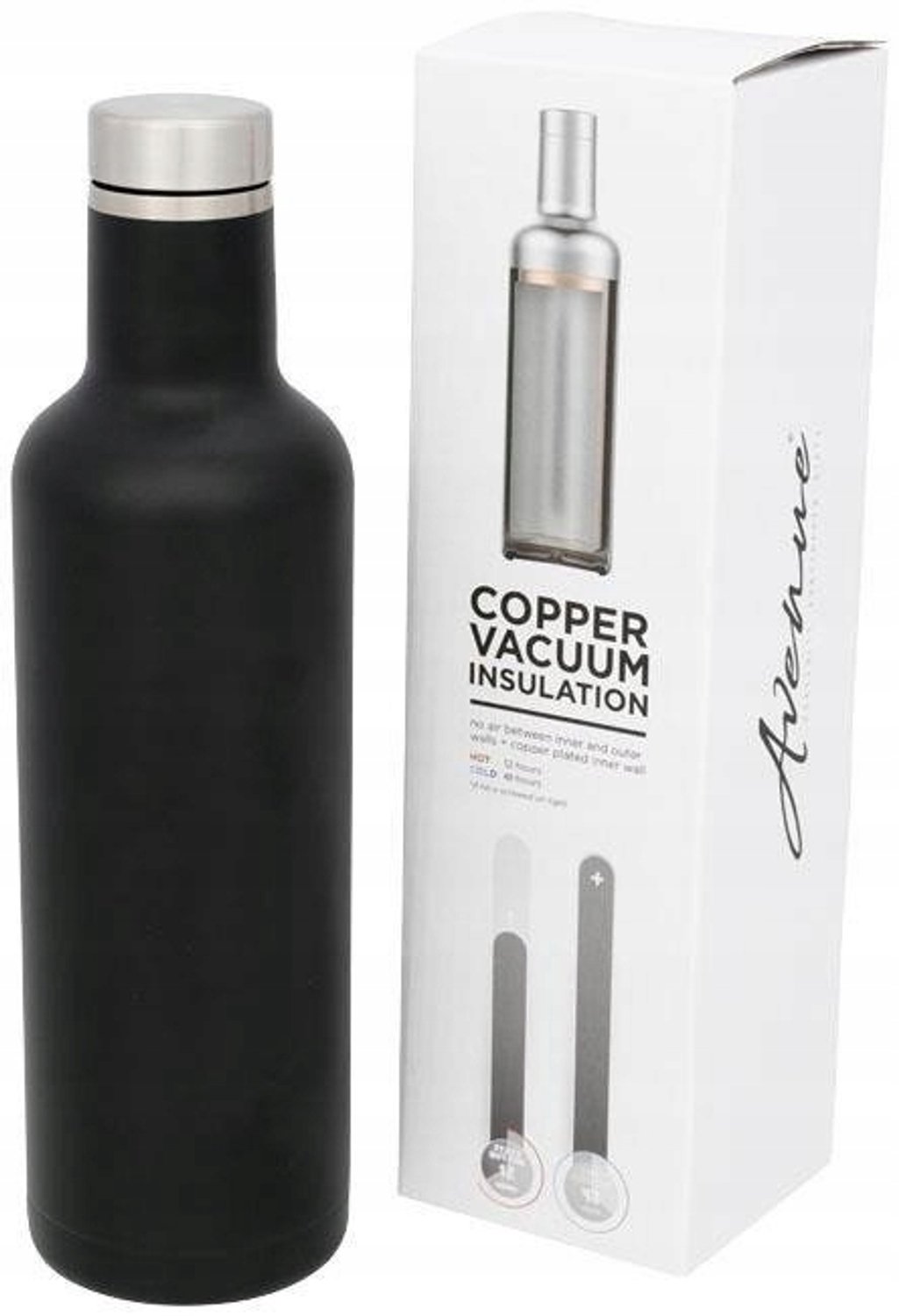 Pinto Thermos Fles - 750ml - Zwart - Koper Isolatie