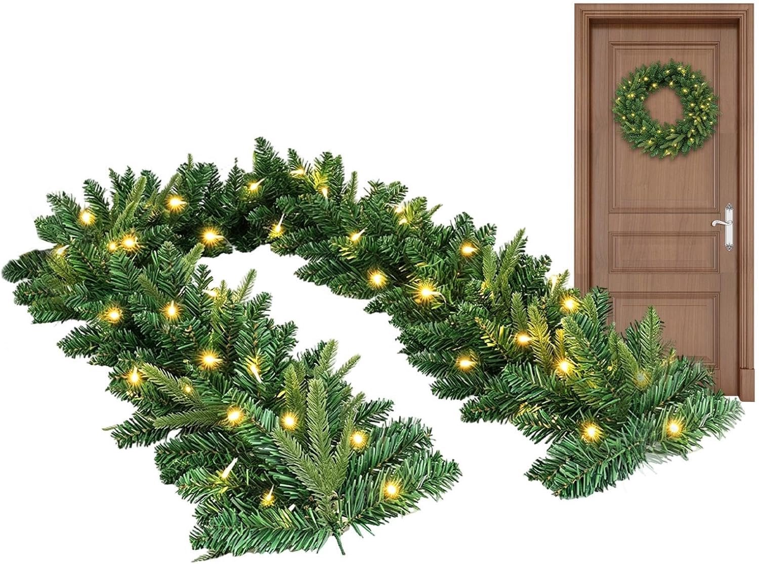 Kerst Garland 200cm Batterij Werkt Realistisch met String Lights