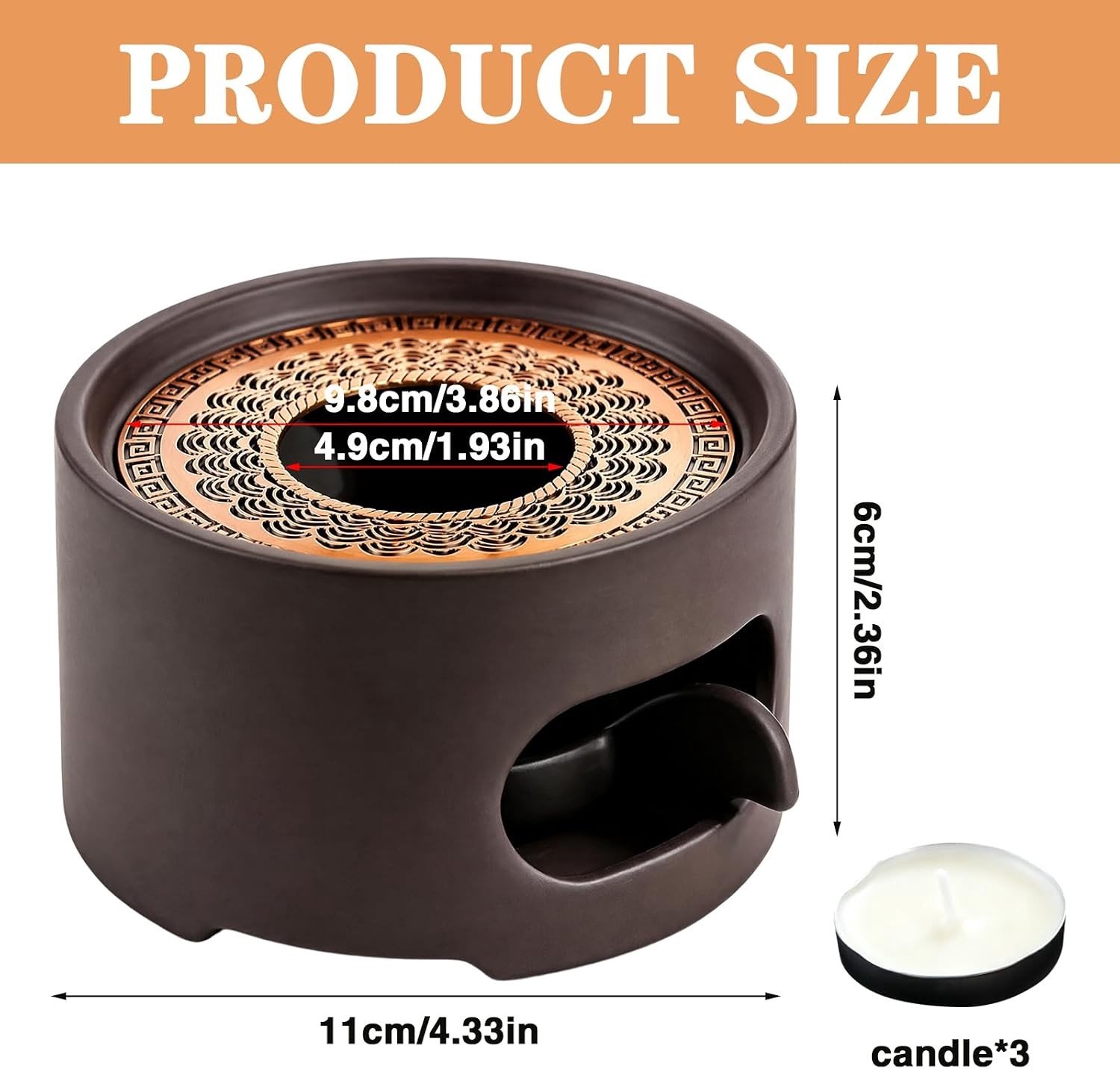 Theepotwarmer - Zwart - 11 x 6 cm - Keramiek met Theelichthouder - Voor Thee en Koffie