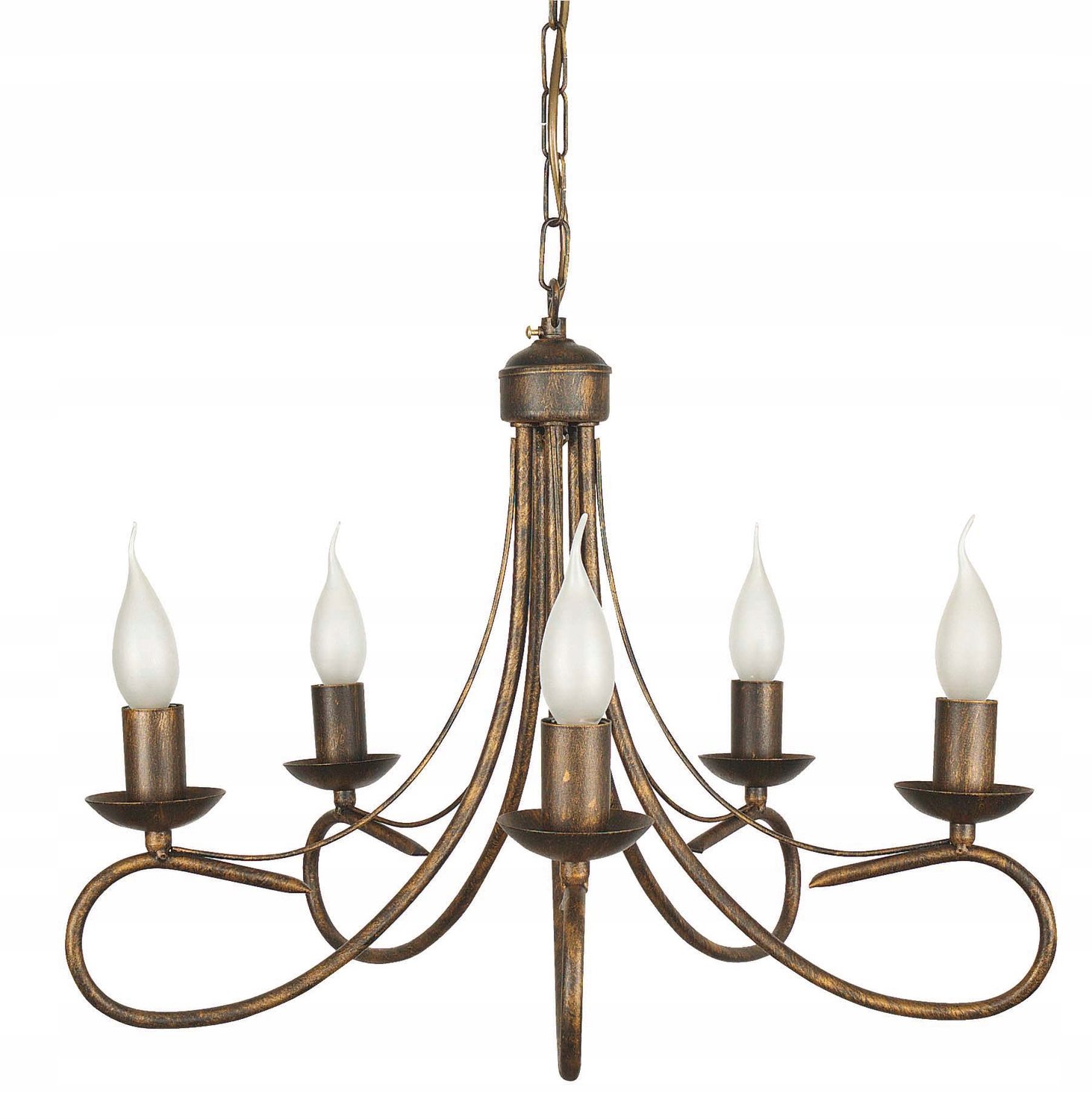 Klassieke Hanglamp Kroonluchter Zwart Oud Goud E14 5 Lampen