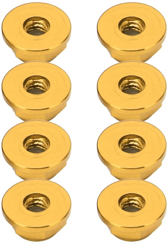 8 Stuks 1/24 M2 Anti Losse Moer Aluminium Flens Nylon Voering Anti Losse M2 Hex Zelfborgende Moeren voor Axiaal voor SCX24 (Gold) — afbeelding 2