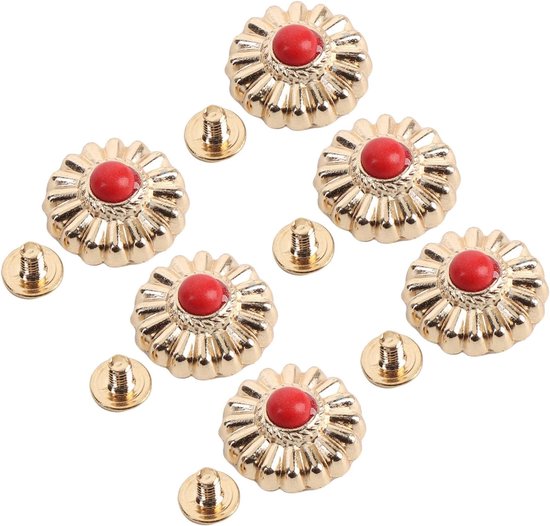 Vintage metalen madeliefjepatroon schroefknoppen voor tasdecoratie — afbeelding 2